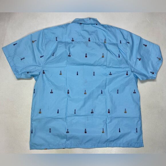 Uzzi Hawaiian All Over Lighthouse Print Shirt Men XXL Blue Short Sleeve NWT - Picture 3 of 7